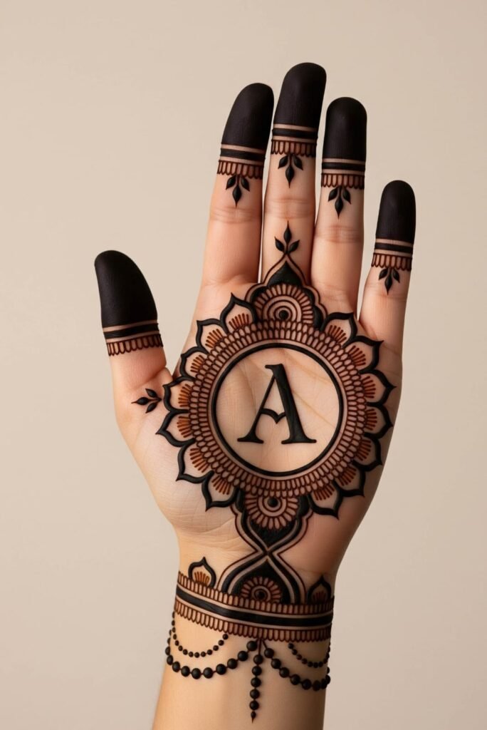 Traditional A letter henna