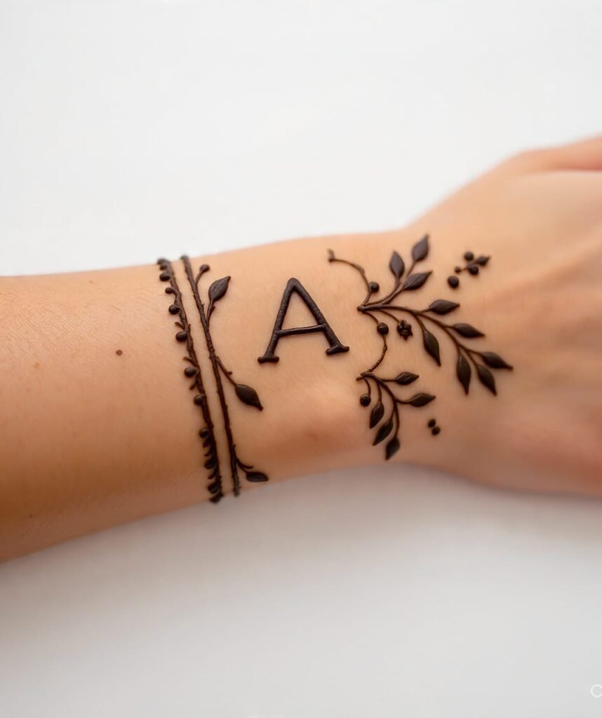 a letter mehndi design 10