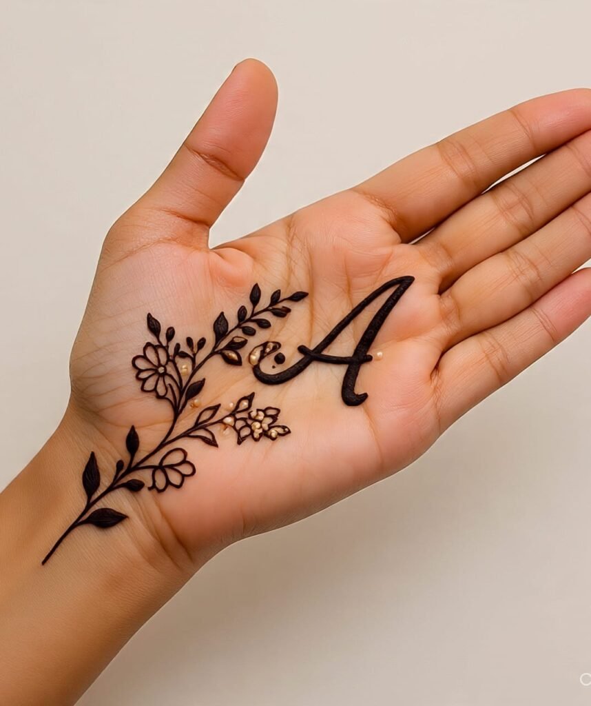 a letter mehndi design 13