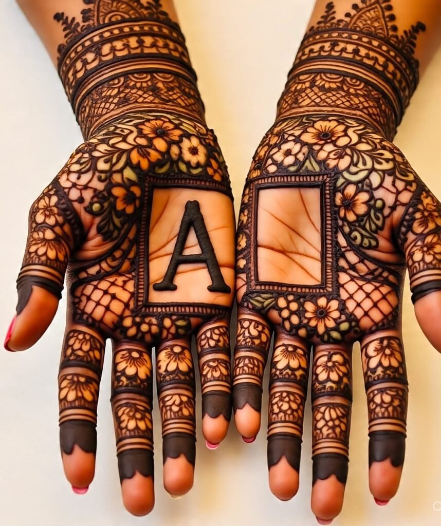 a letter mehndi design 14