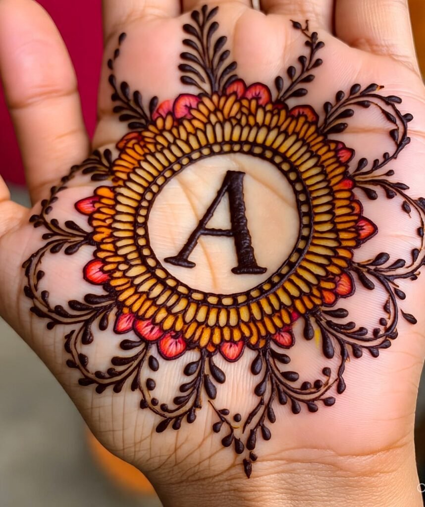 a letter mehndi design 16