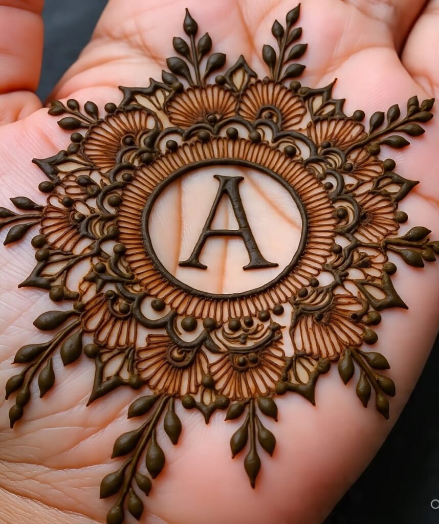 a letter mehndi design 17