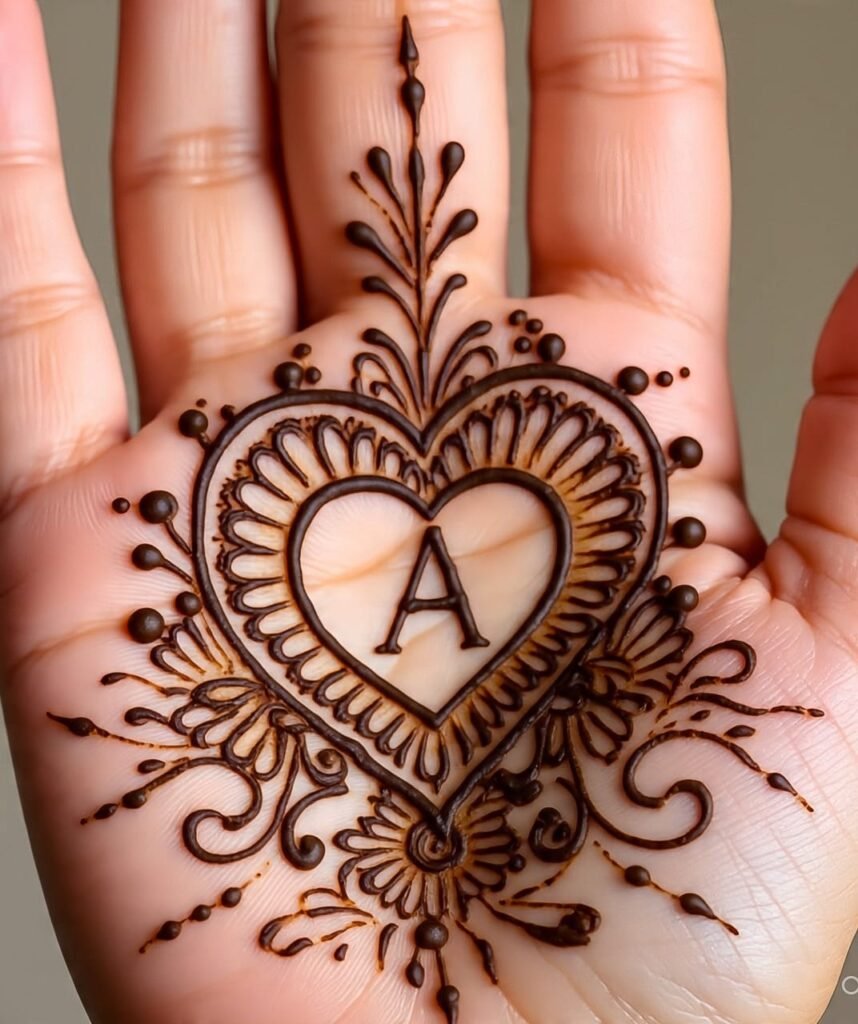 a letter mehndi design 18