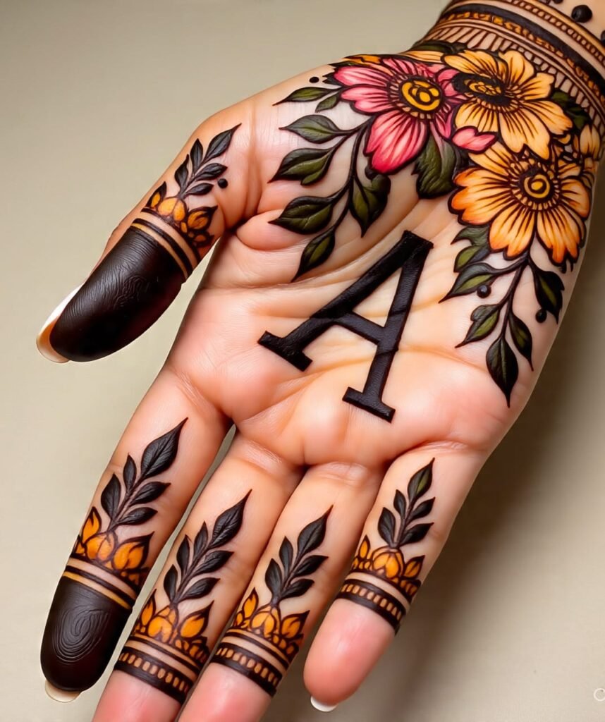 a letter mehndi design 3
