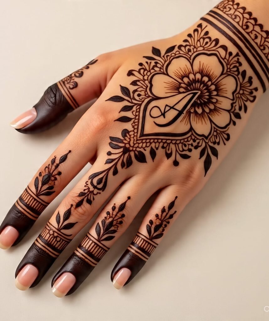 a letter mehndi design 20