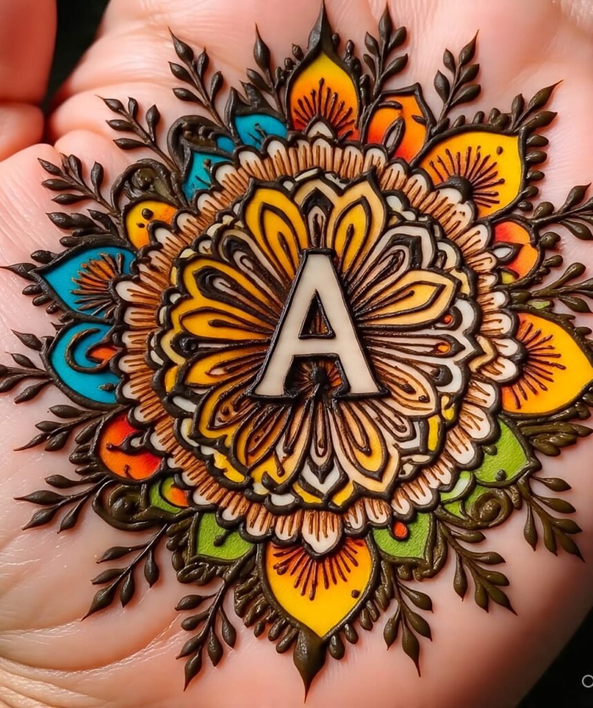 a letter mehndi design 22