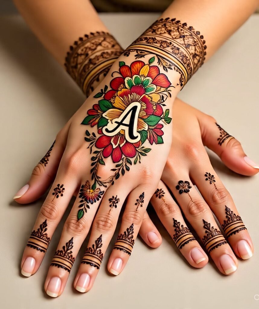 a letter mehndi design 23