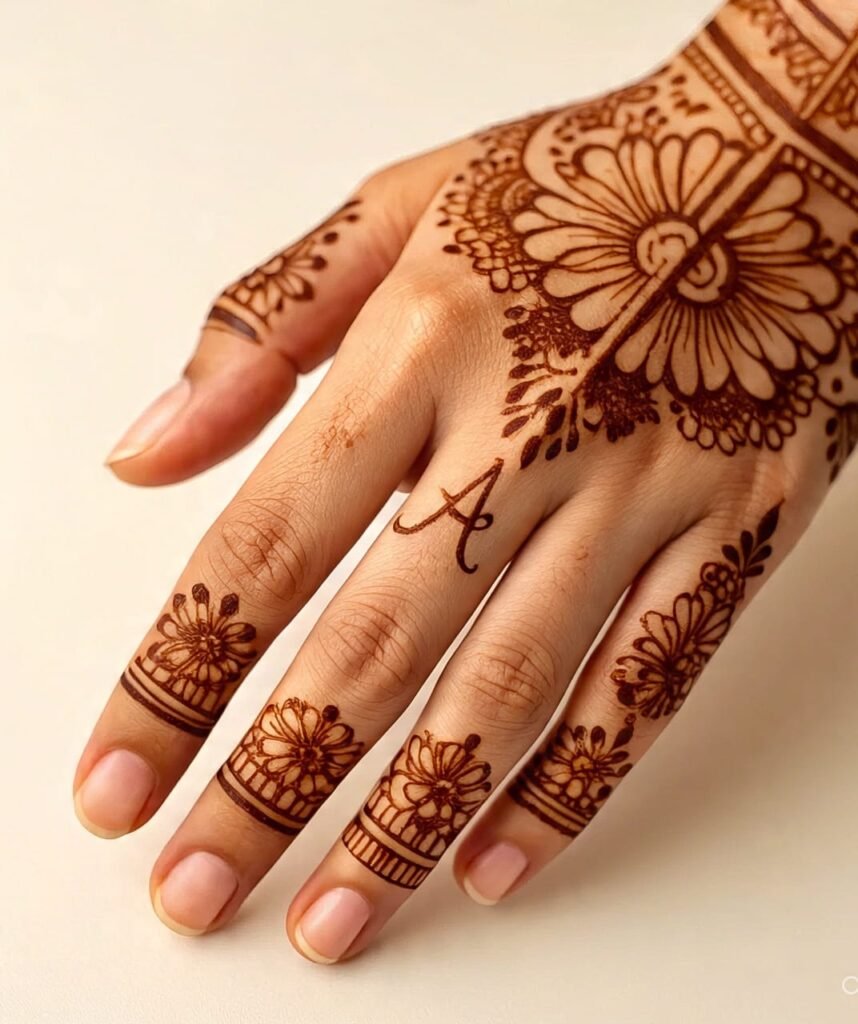 a letter mehndi design 24