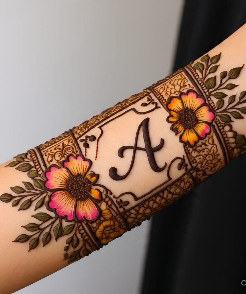 a letter mehndi design 25