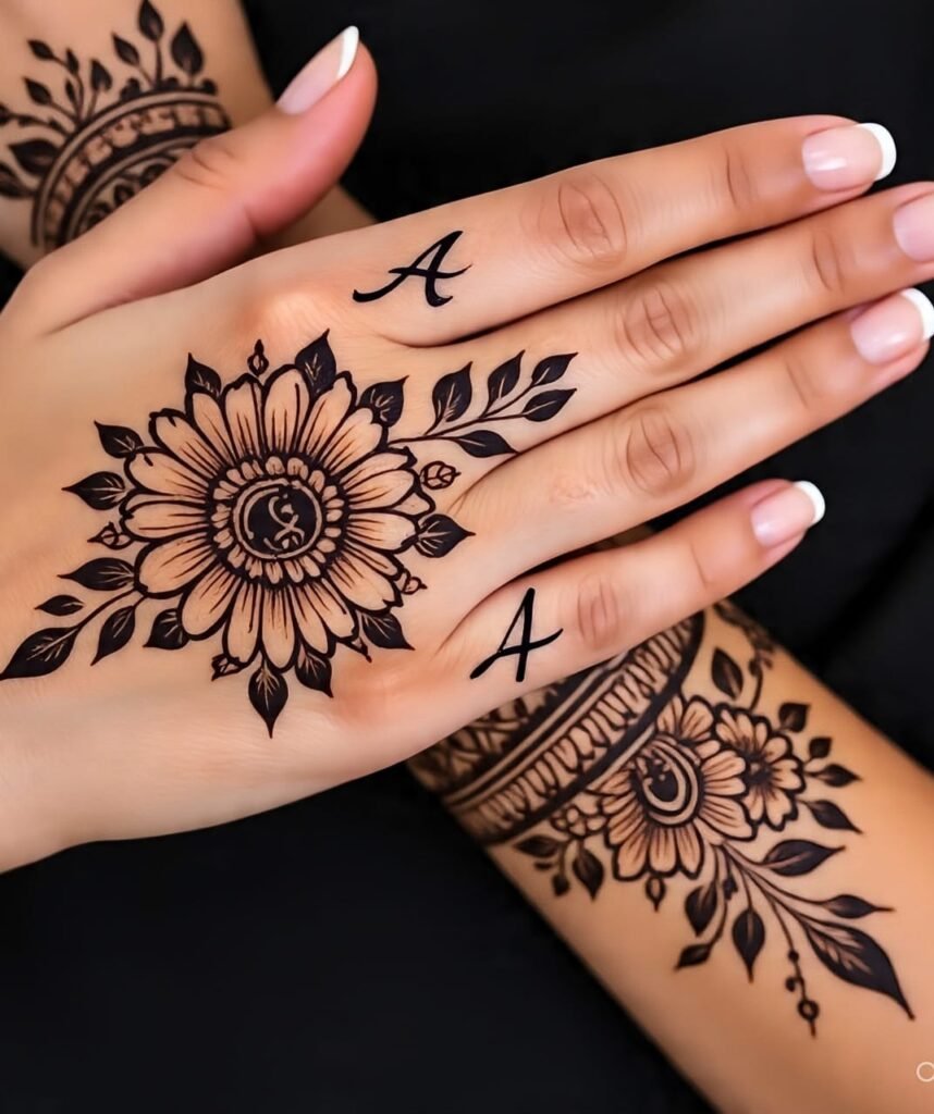 a letter mehndi design 26