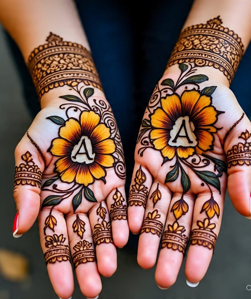 a letter mehndi design 27