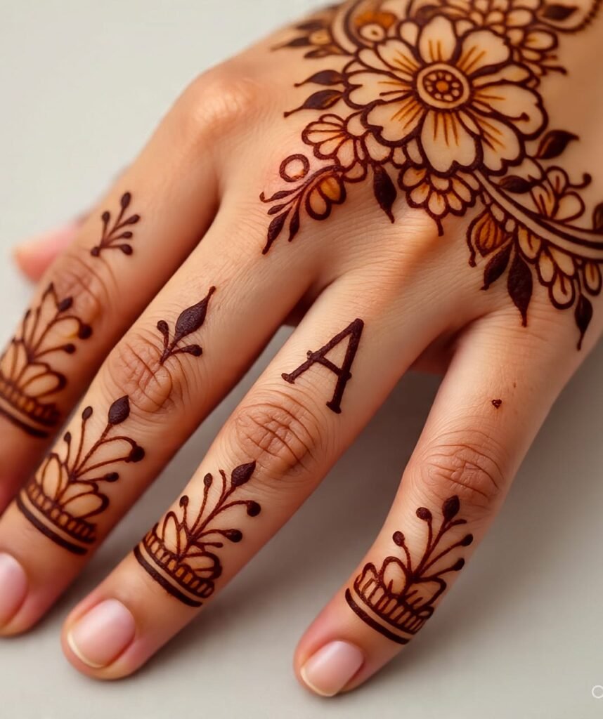 a letter mehndi design 28