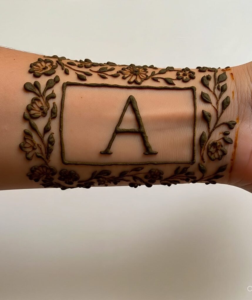 a letter mehndi design 32