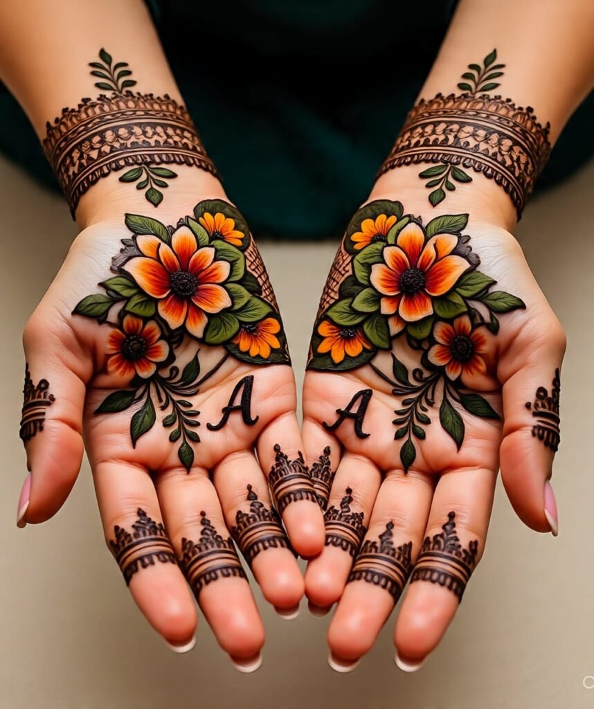 a letter mehndi design 35