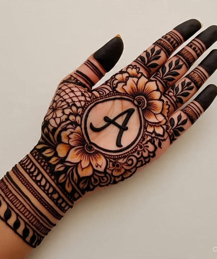 a letter mehndi design 36