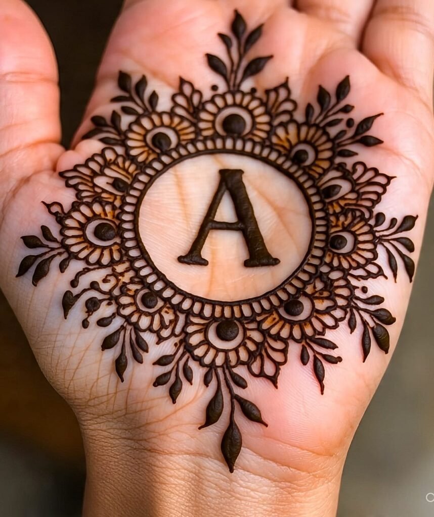 a letter mehndi design 37