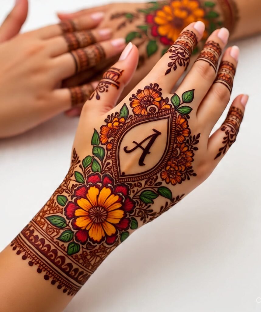 a letter mehndi design 4
