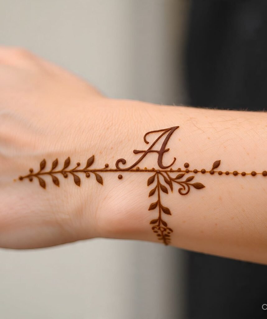 a letter mehndi design 5