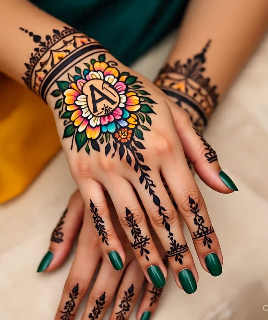 a letter mehndi design 7