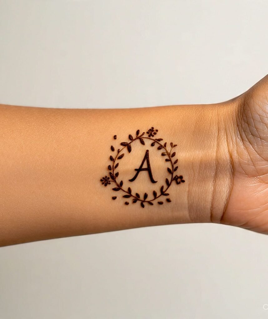 a letter mehndi design