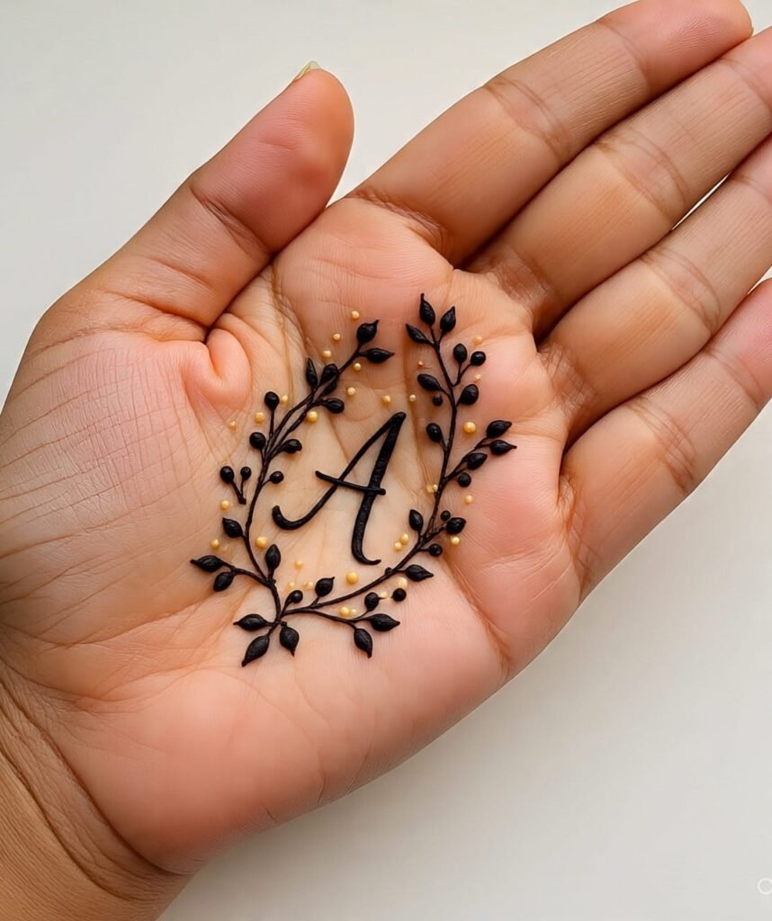 a letter mehndi design 9