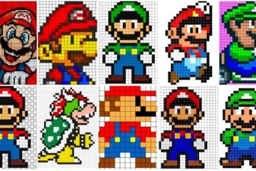 dibujos pixelados de mario bros
