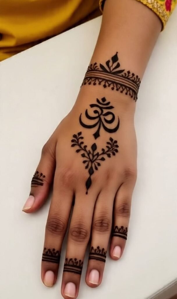 Circular Shiva Yantra Mehndi Design on Palm