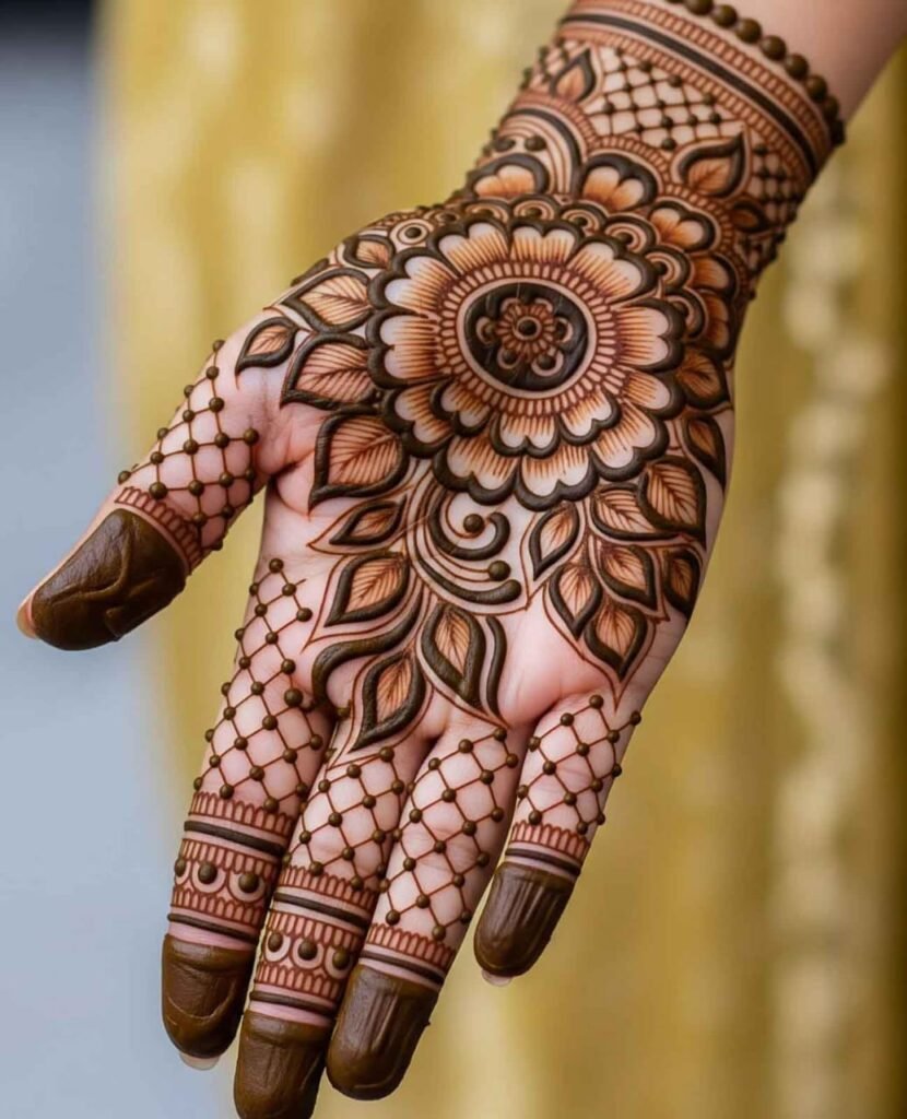 Elegant lotus mehndi patternv
