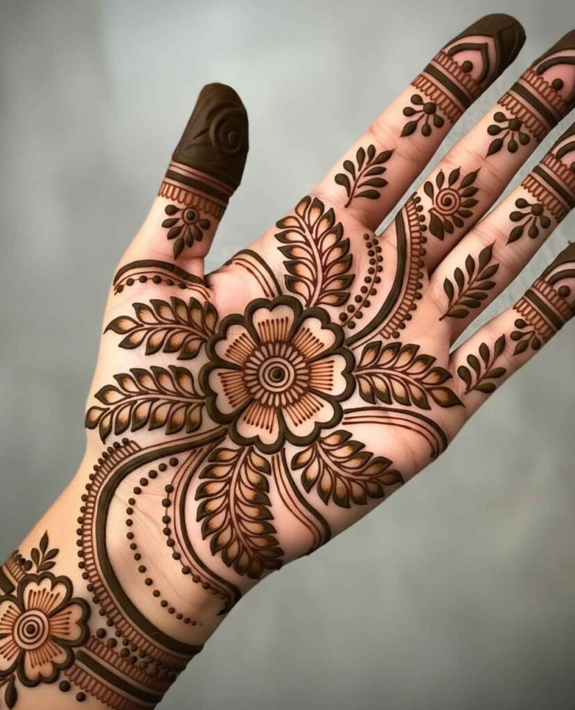 Half hand flower mehndi design