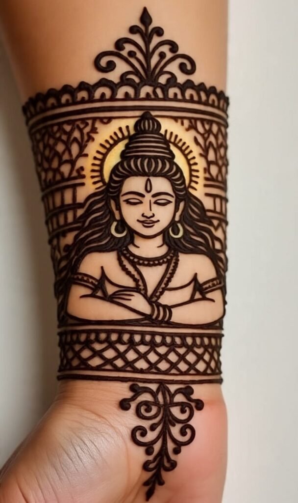 Modern Abstract Shiva Mehndi Art for Arm