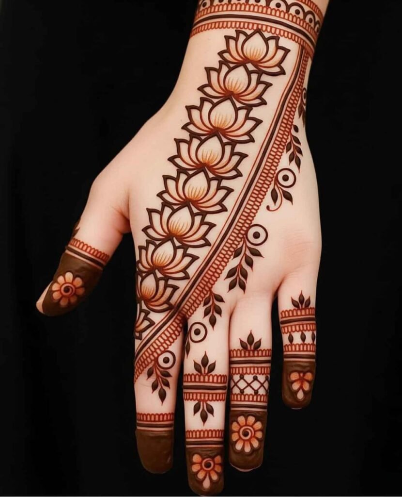 Modern rose mehndi pattern