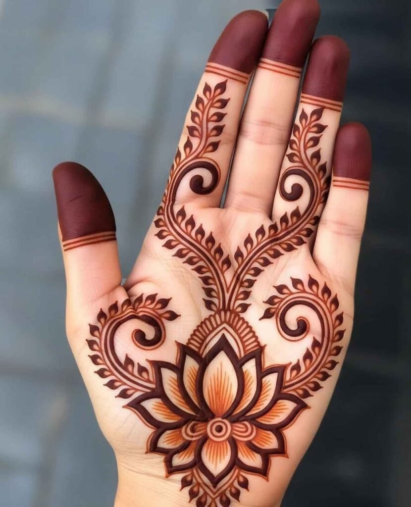 Royal peony mehndi design