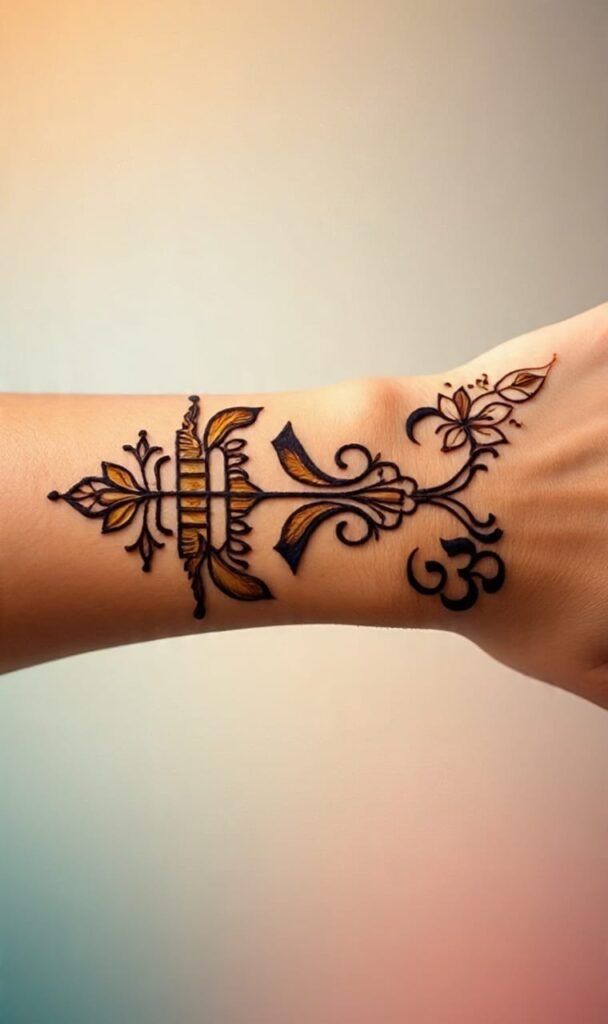 Shiva Mehndi Design with Third Eye and Snake Motif