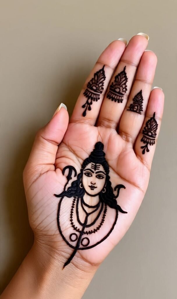 Shiva Tandav Pose with Drum and Fire in Mehndi Pattern