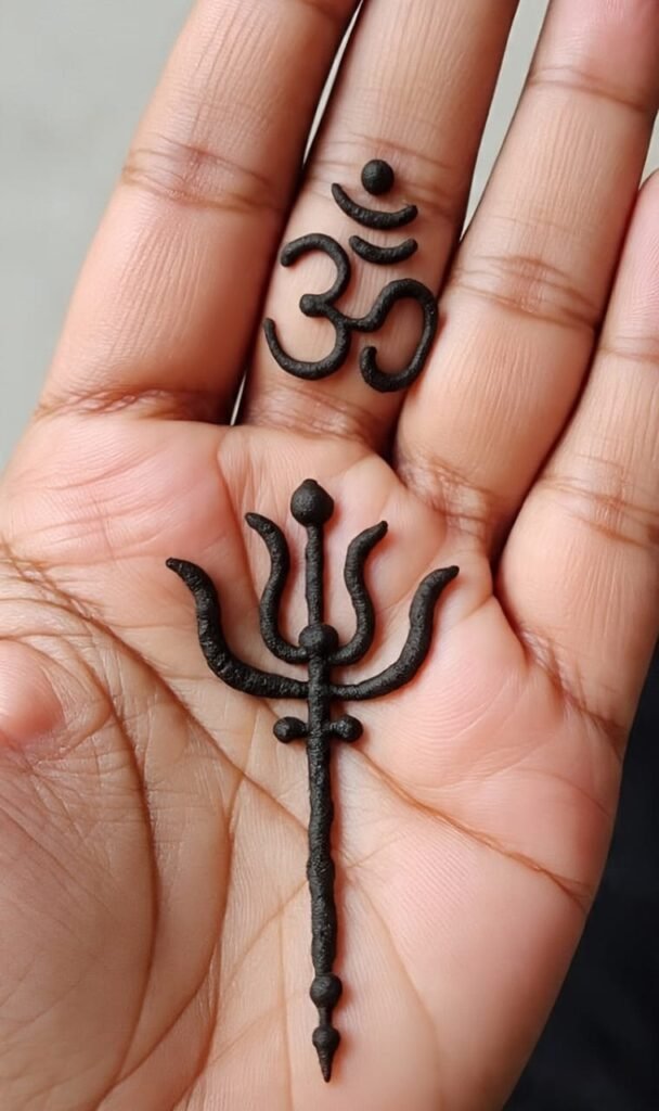 Shivling and Water Flowing Mehndi Design