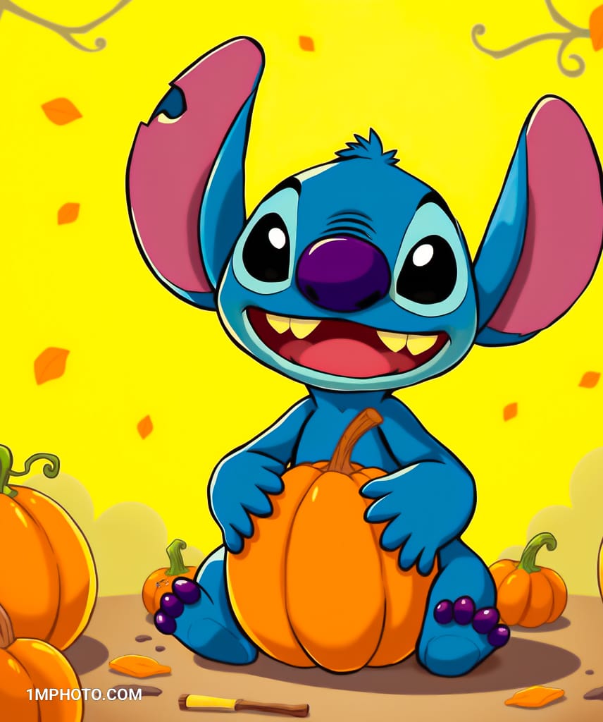 Stitch Among the Pumpkins wallpaper