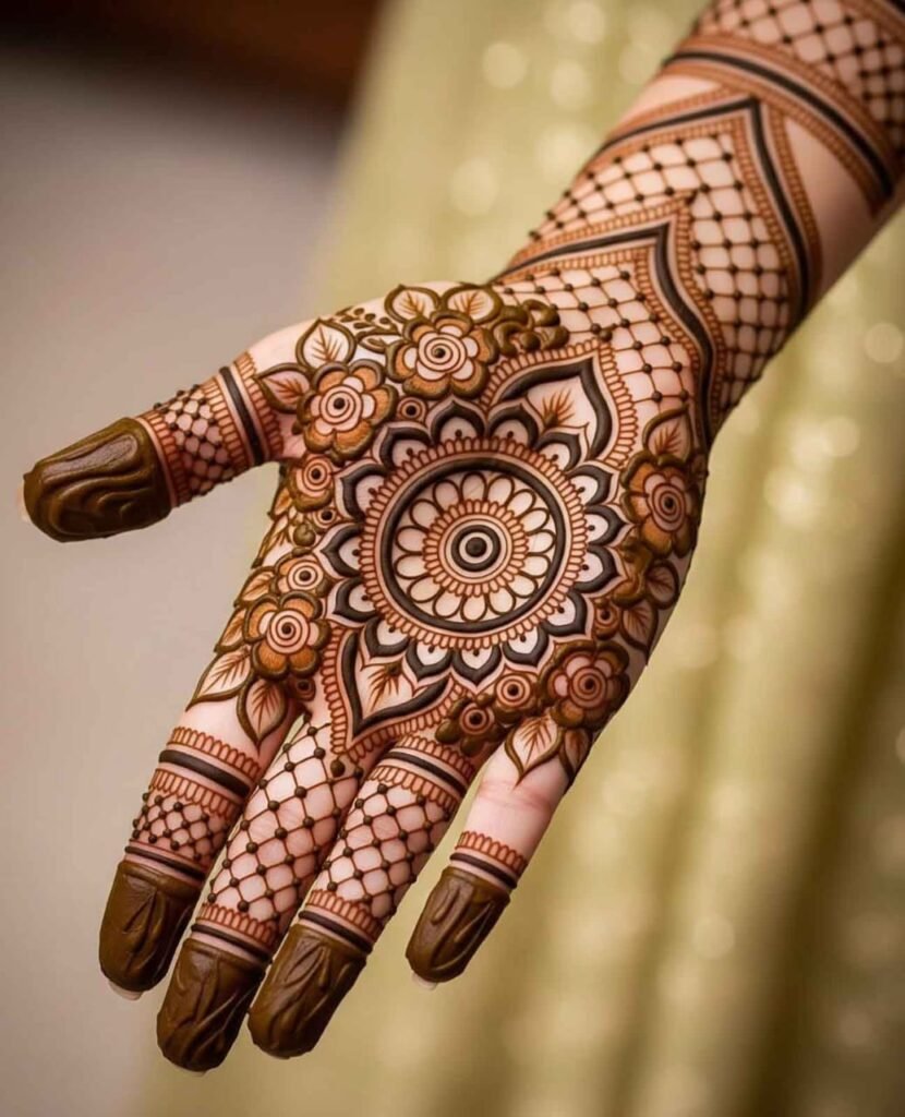 Stylish peacock flower mehndi