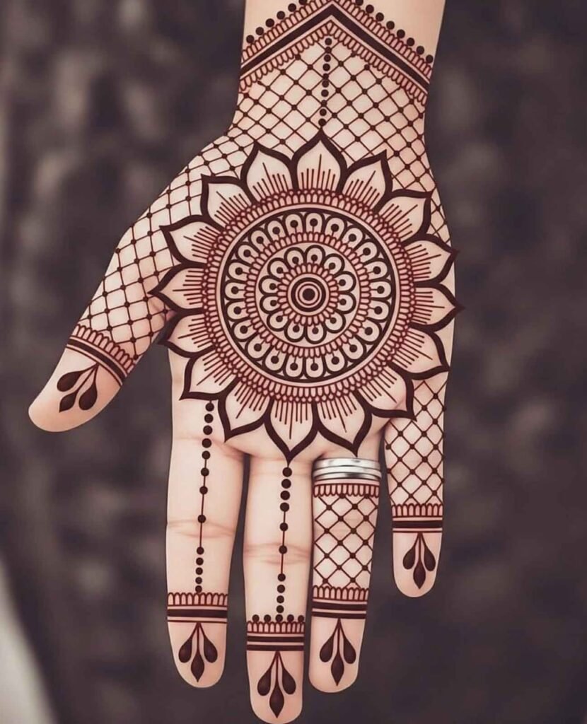 Stylish sunflower mehndi