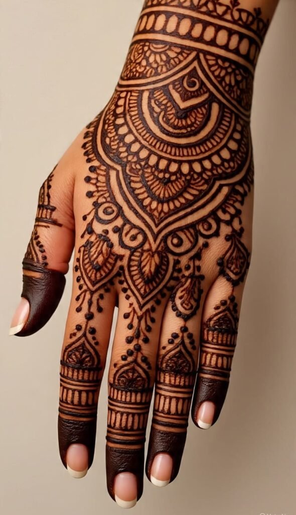 back hand chain mehndi design​