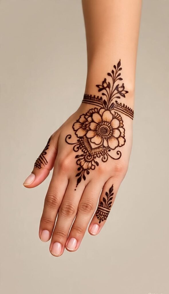 back hand jaal mehndi design​
