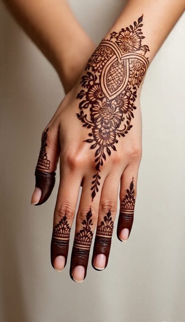 back hand mehndi design dulhan​