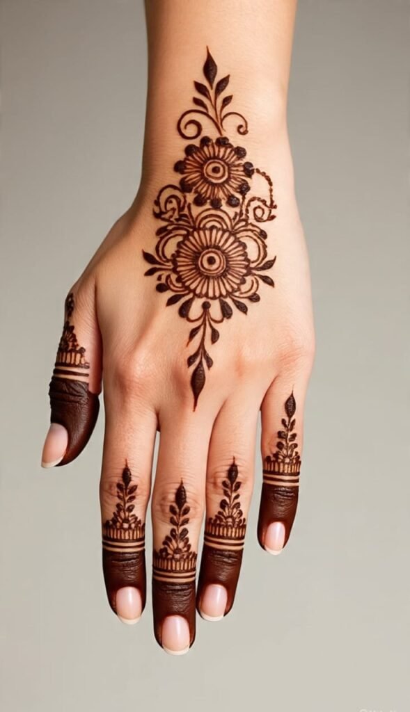 back hand mehndi design for karwa chauth​