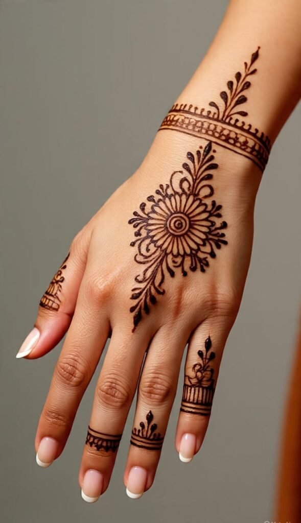 dubai rose mehndi design back hand​