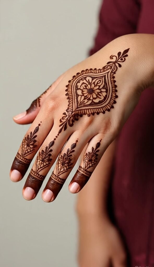 easy and simple mehndi designs for back hand​