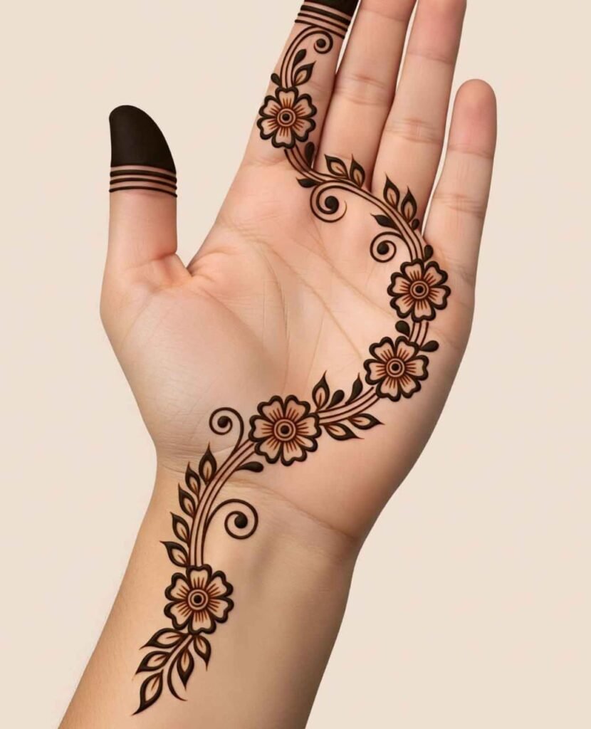 front hand flower mehndi