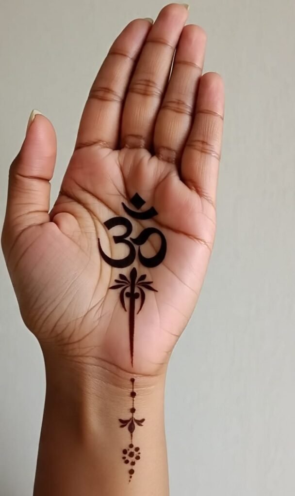 ord Shiva Face Outline with Om Symbol in Mehndi Art