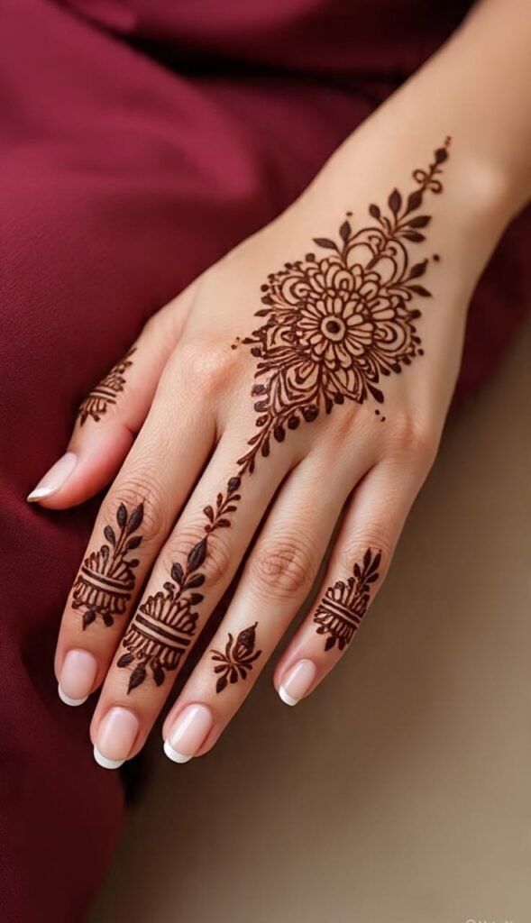 short mehndi design for back hand​