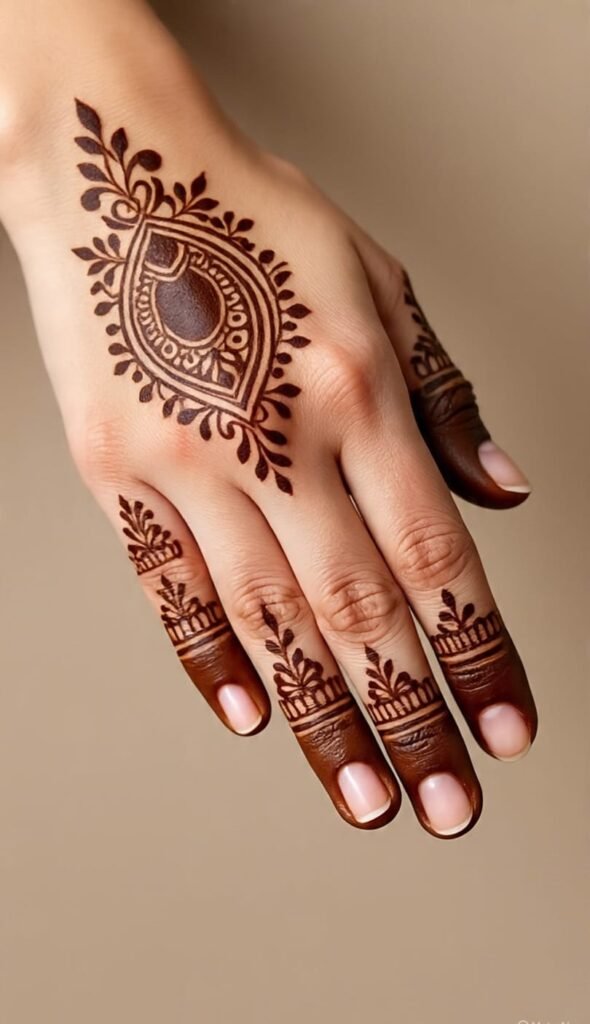 simple mehndi design on back hand​