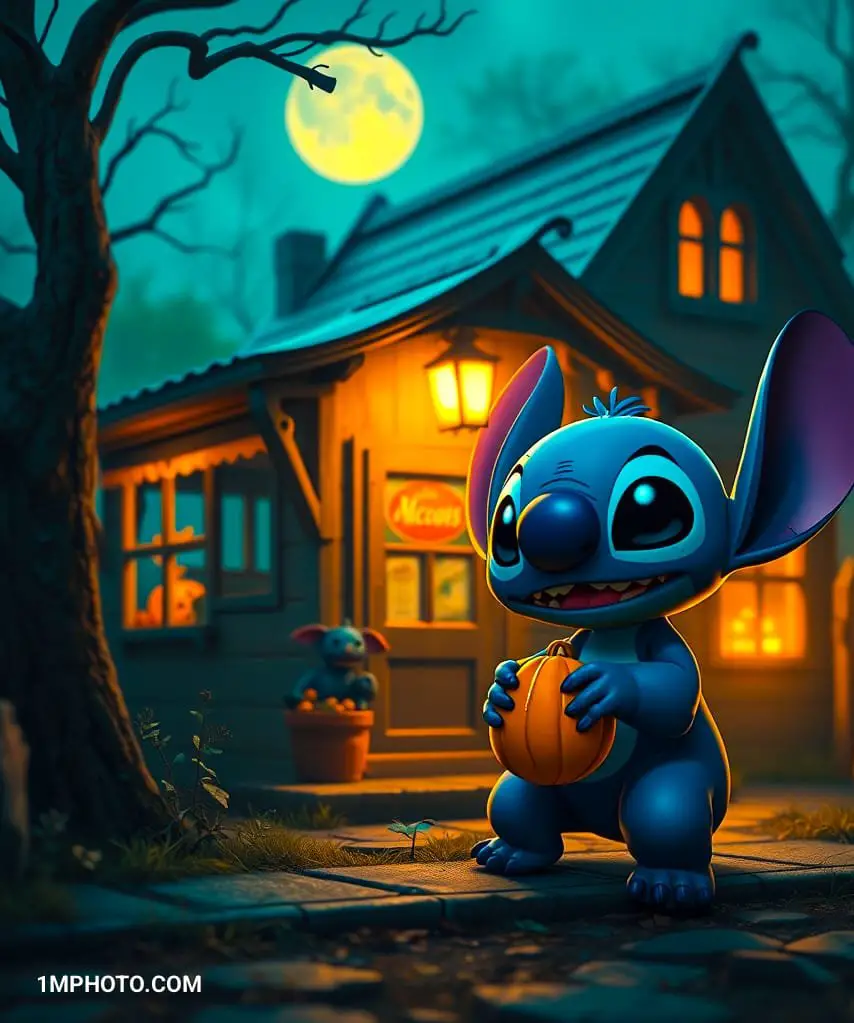 stitch halloween gif wallpaper