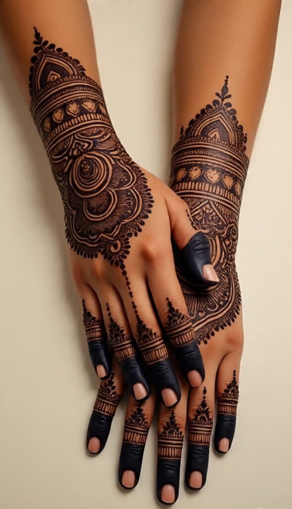 unique back hand mehndi design​